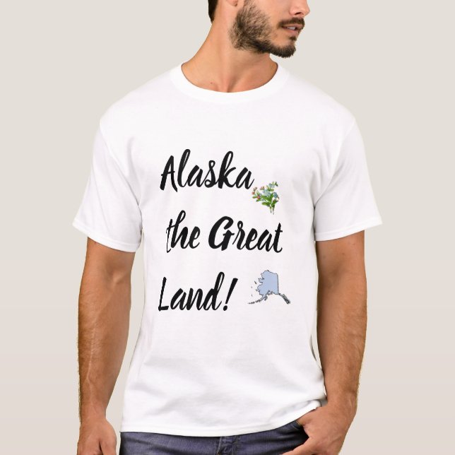 Camiseta Alaska a Grande Terra com Flor e Mapa (Frente)