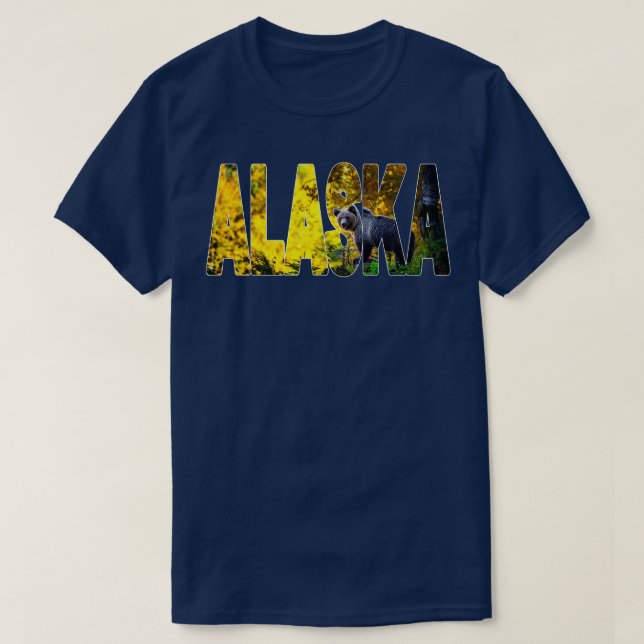 Camiseta Alaska Brown Bear sobre a Caça USA Titerna (Frente do Design)