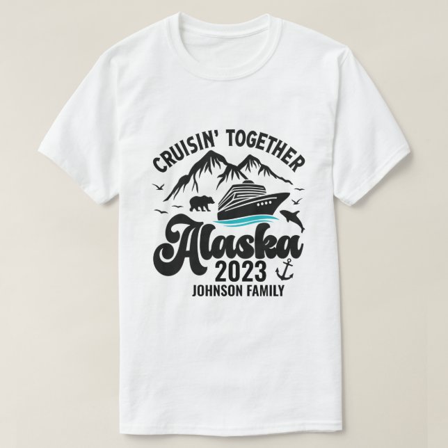 Camiseta Alaska Cruise Juntos Nome Personalizado e Ano (Frente do Design)