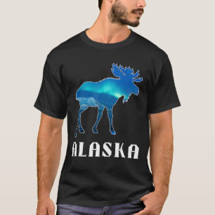 Camiseta Alaska Day Moose Aurora Borealis
