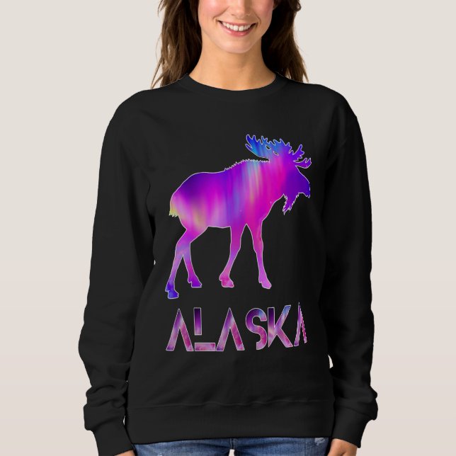 Camiseta Alaska Day Moose Aurora Borealis At Night (Frente)