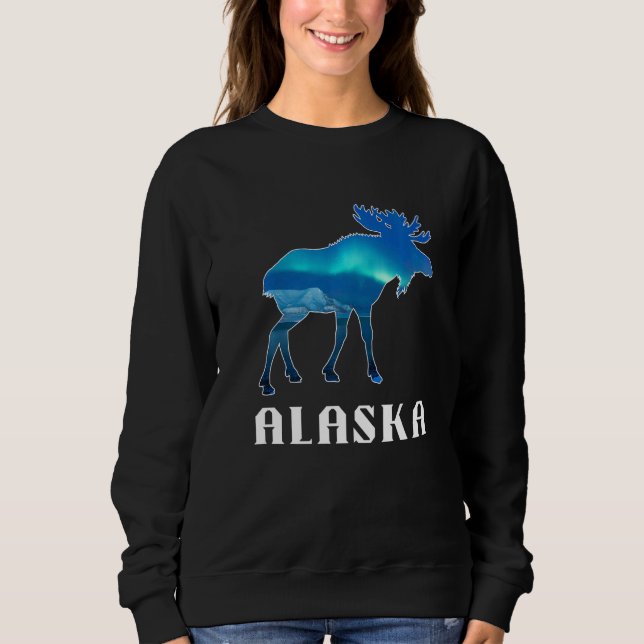 Camiseta Alaska Day Moose Aurora Borealis Northern Lights   (Frente)