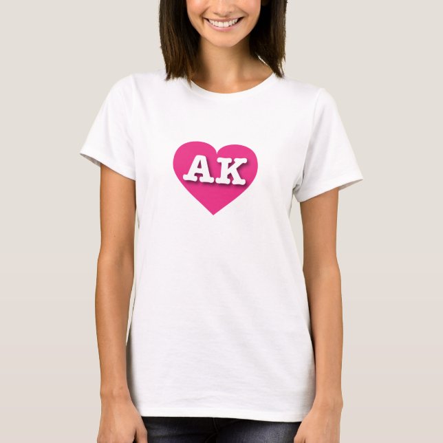 Camiseta Alaska Hot Pink Heart - Eu amo AK (Frente)