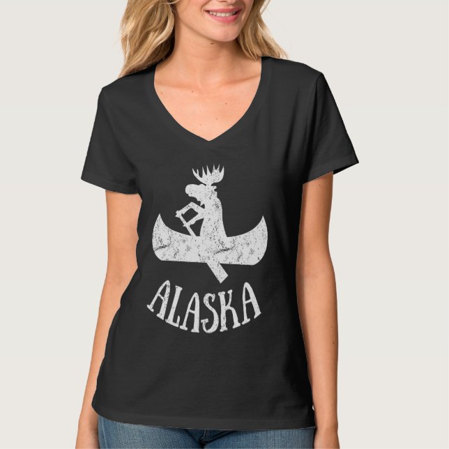 Camiseta Alaska Moose Moose Canoe Vacation (Frente)