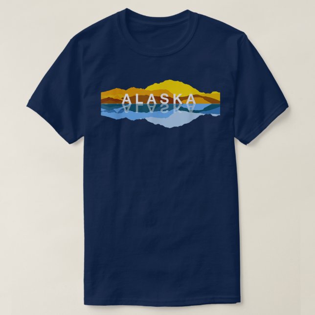 Camiseta Alaska Mountain Reflections - Denali Mountain Souv (Frente do Design)