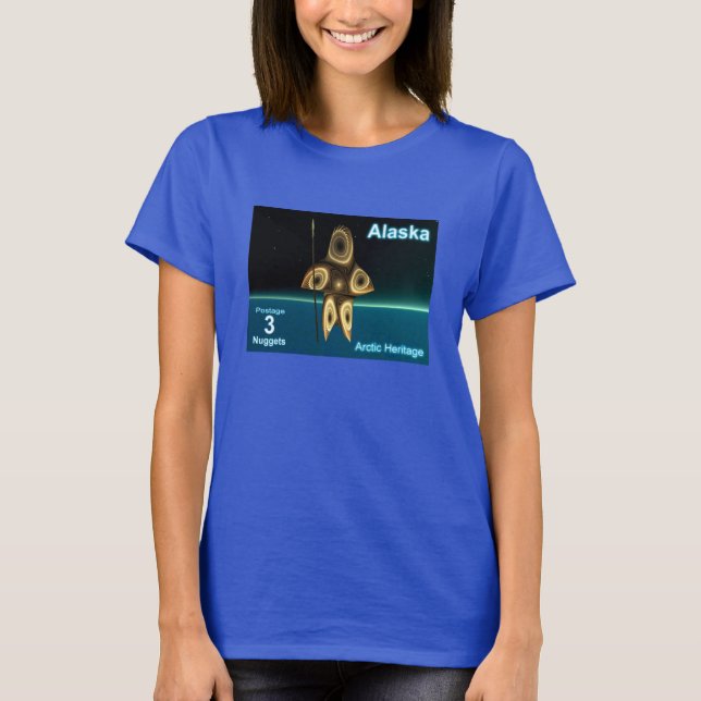 Camiseta Alaska Postage - Fractal Inuit Hunter (Frente)