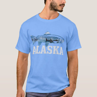 Camiseta Alaska Trout Salmon Fly Fish Orca Whale Na