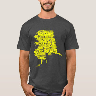 Camiseta Alaska Typography Art Yellow and Navy Blue Oversiz