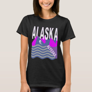 Camiseta Alaska Usa Ski Resort Snowboard Esqui de inverno