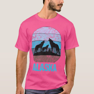Camiseta Alaska Wolves Howling Distressou Azul Icy