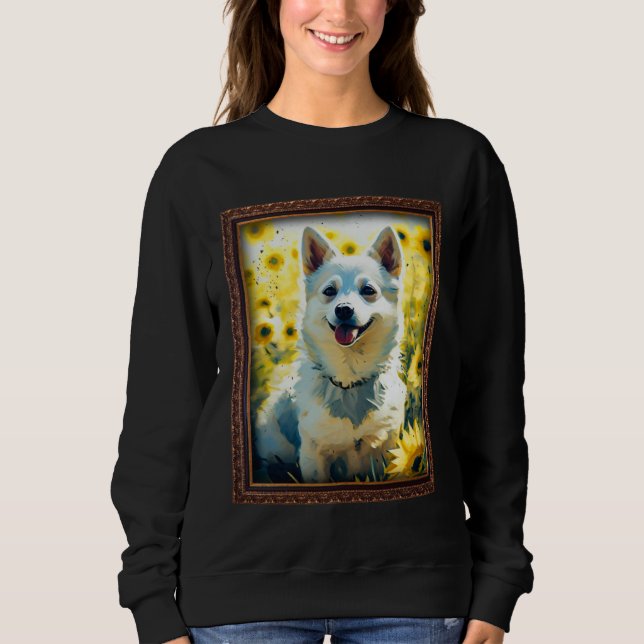Camiseta Alaskan Klee Kai Painting Sunflower Flower Mom Wom (Frente)