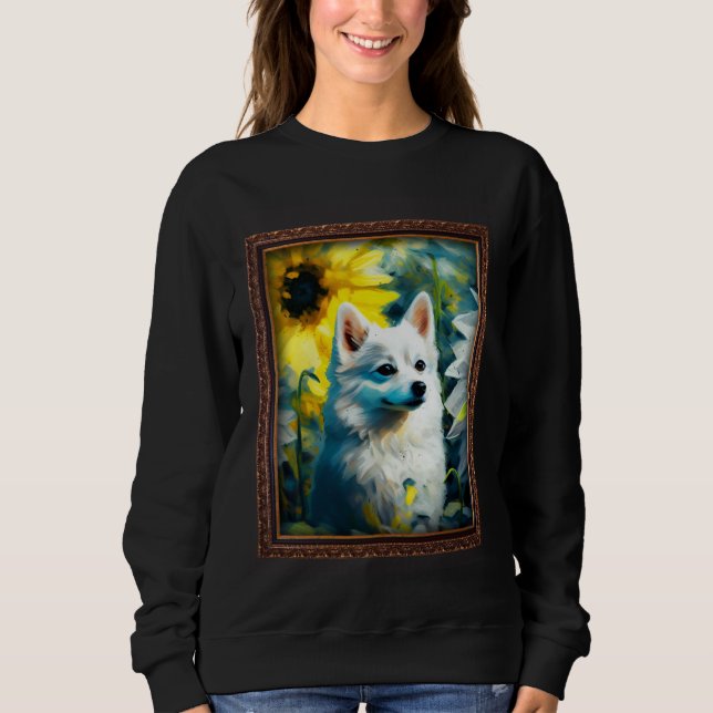 Camiseta Alaskan Klee Kai Painting Sunflower Flower Mom Wom (Frente)