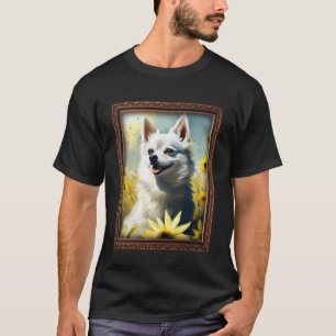 Camiseta Alaskan Klee Kai Pintando Flor De Girassol Mãe Wom