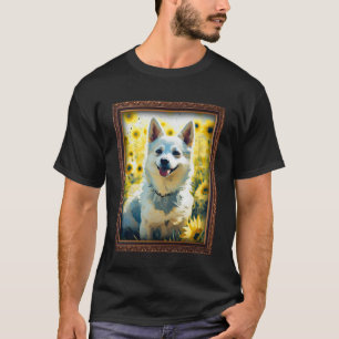 Camiseta Alaskan Klee Kai Pintando Flor De Girassol Mãe Wom