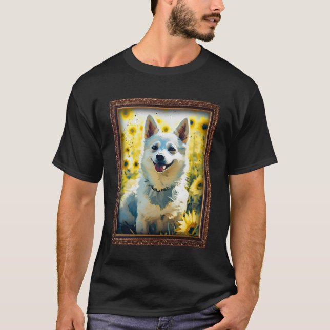 Camiseta Alaskan Klee Kai Pintando Flor De Girassol Mãe Wom (Frente)