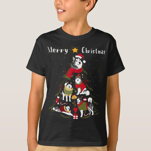 Camiseta Alaskan Malamute Árvore de Natal Xmas Lover (Frente)