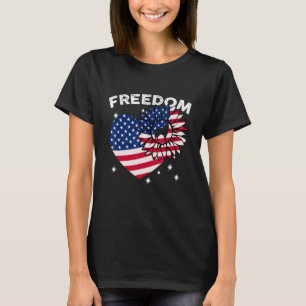 Camiseta Alaskan Malamute Dog Sunflower Heart American Flag