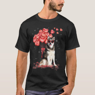 Camiseta Alaskan Malamute Heart Dia de os namorados Dog Mãe
