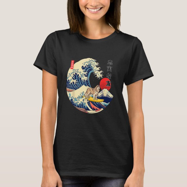 Camiseta Alaskan Malamute Japonês Wave Surf Leal (Frente)