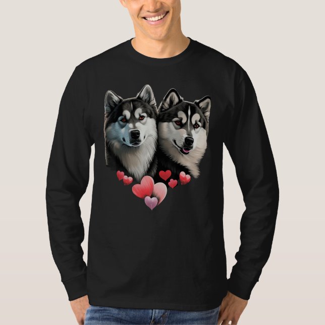 Camiseta Alaskan Malamute Love Heart on Alaskan Malamute   (Frente)