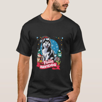 Camiseta Alaskan Malamute Papai Noel Café Mug Feliz Chri
