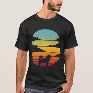 Camiseta Alaskan Malamute Retro Vintage 60s 70s Cão Sunset