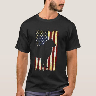 Camiseta Alaskan Malamute Silhouette American Flag 4th Of J