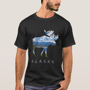 Camiseta Alaskan Moose com Lake Mountain
