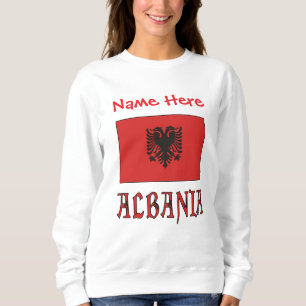 Camiseta Albanês Bandeira Vermelha Personalizada Mulheres