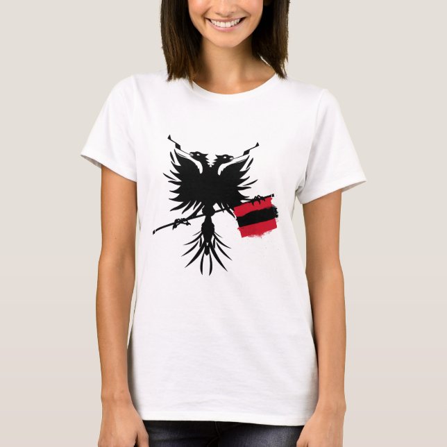 Camiseta Albanês Eagle com bandeira - parte superior dos (Frente)