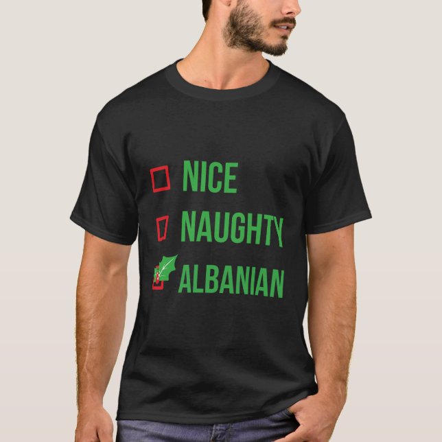 Camiseta Albanês Funny Albânia Pajama Natal 1 (Frente)