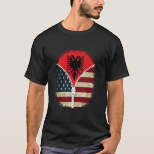 Camiseta Albânia American Flag - EUA Albanês Zipper - EUA