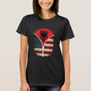 Camiseta Albânia American Flag - EUA Albanês Zipper - EUA