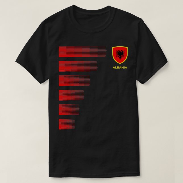 Camiseta Albânia Bandeira Emblem Albanês Orgulho Ancestral  (Frente do Design)