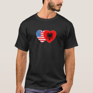Camiseta Albânia e EUA Flag Twin Heart para a América alban