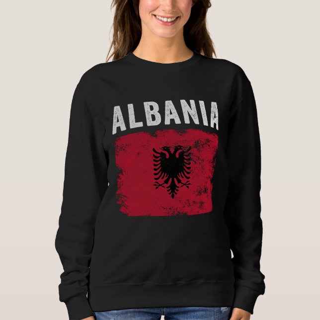 Camiseta Albania Flag Distressed  Men Women Kids  Albanian  (Frente)