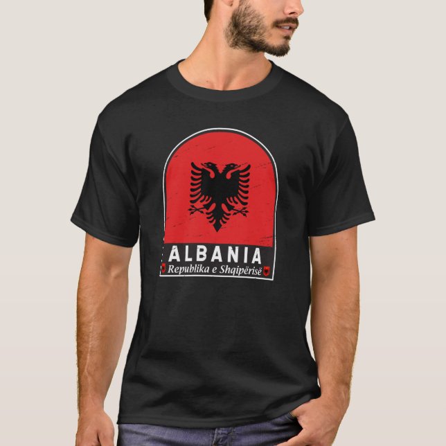 Camiseta Albânia Flag Emblem angustiado (Frente)
