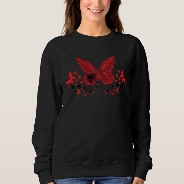 Camiseta Albanian Albania Albanian Flag Butterflies (Frente)