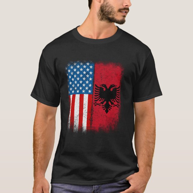 Camiseta Albanian American Flag Albania Flamuri Shqiptar Sh (Frente)