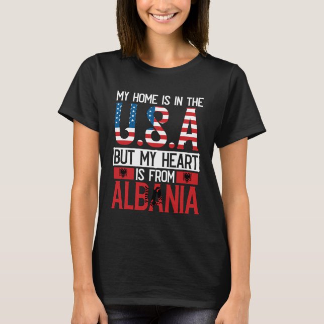 Camiseta Albanian Roots American Flag Albania Heritage (Frente)