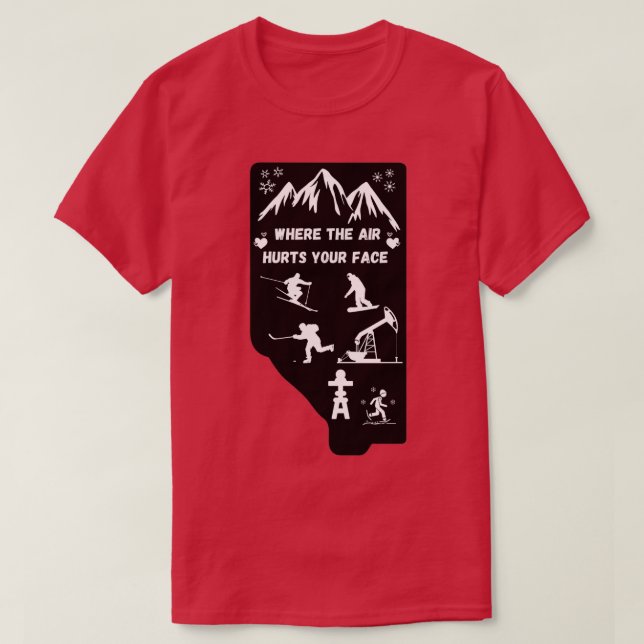 Camiseta Alberta, onde o ar dói seu rosto (Frente do Design)