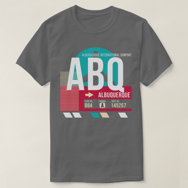 Camiseta Albuquerque ABQ Código do aeroporto Bagagem E (Frente do Design)