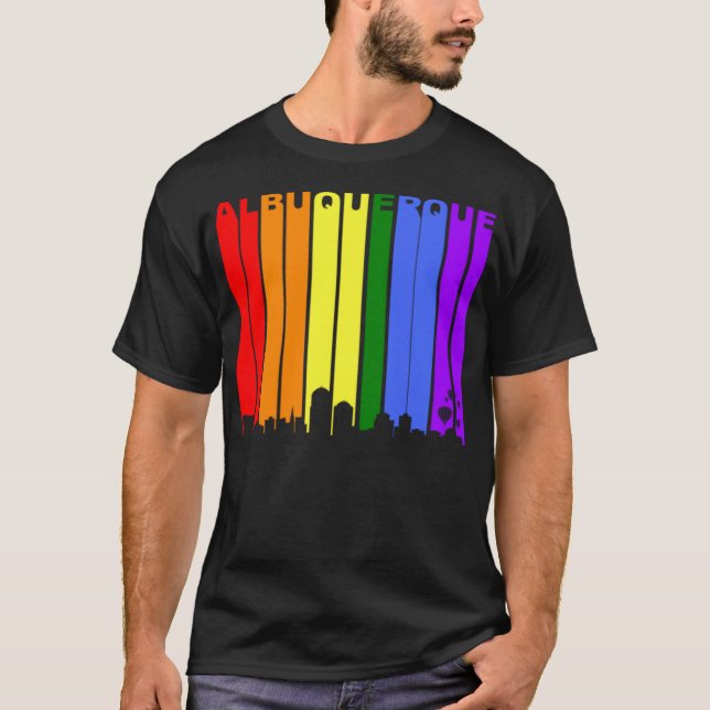 Camiseta Albuquerque Novo México Rainbow LGBT Orgulho gay (Frente)