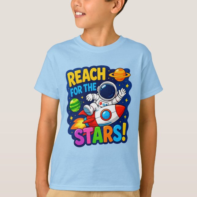 Camiseta 🚀 Alcançar as Estrelas Presente de Astronauta par (Frente)