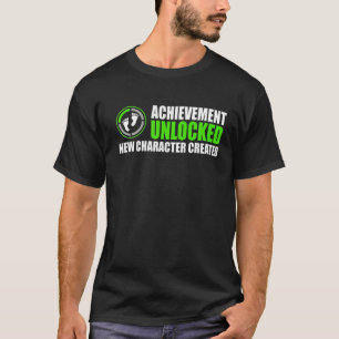 Camiseta Alcançar Novo Caractere Desbloqueado Criado