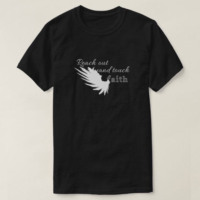 Camiseta Alcance e toque a fé - branco essencial (Frente do Design)