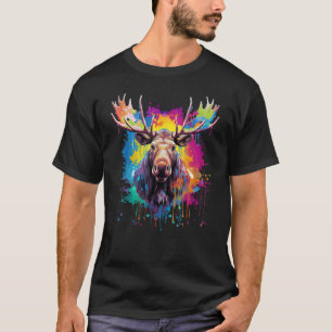Camiseta Alce Amante de os animais Colorido de Arte Espleci