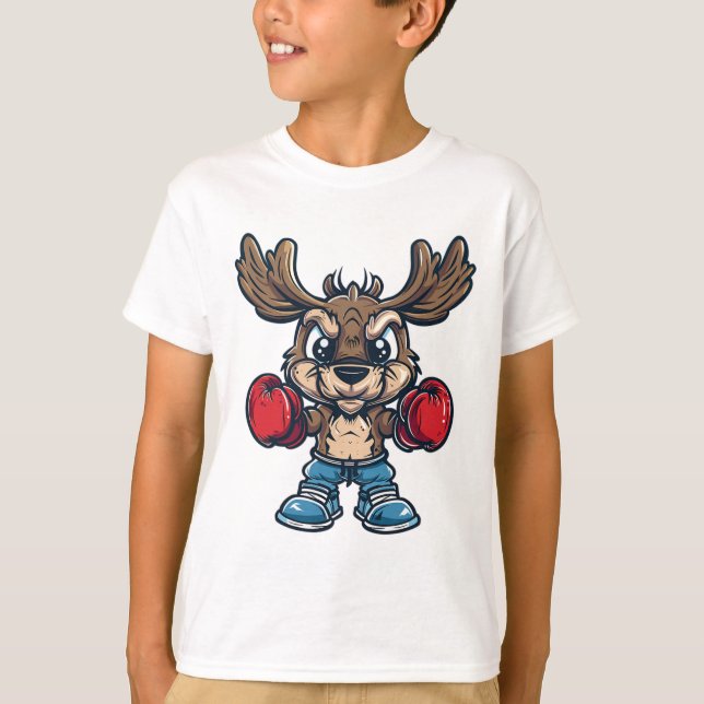 Camiseta Alce Boxeador Fofo  (Frente)