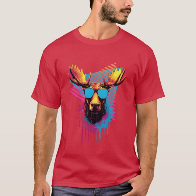 Camiseta Alce com óculos de sol presente anos 80 90 (Frente)