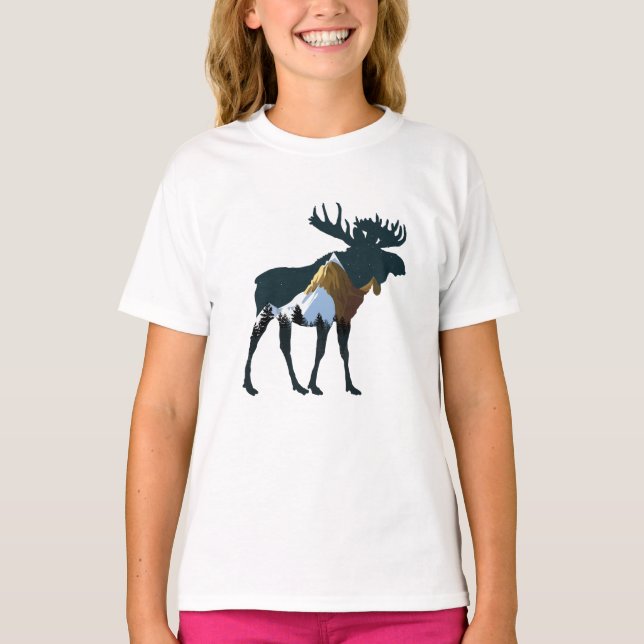 Camiseta Alce da Floresta Noturna (Frente)